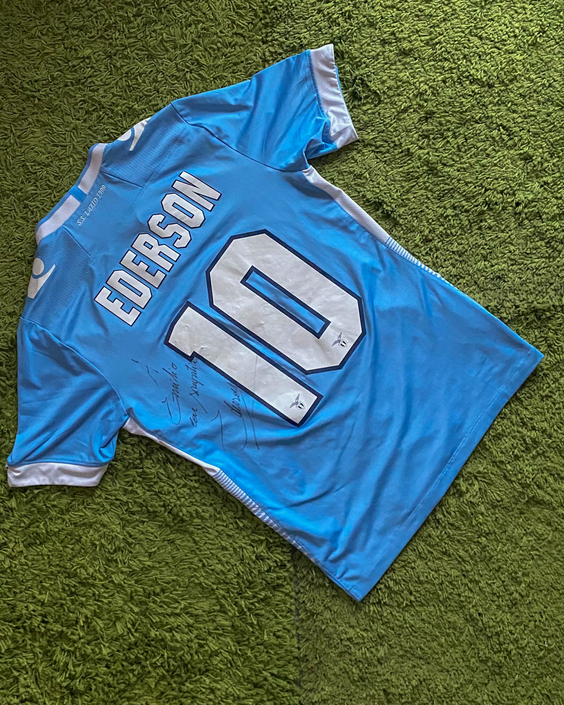 LAZIO ROMA - MATCHWORN & SIGNED EDERSON - 2013/2014 - HOME KIT - L